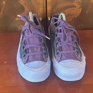 Needles Purple Dyed Pique Canvas Sneakers